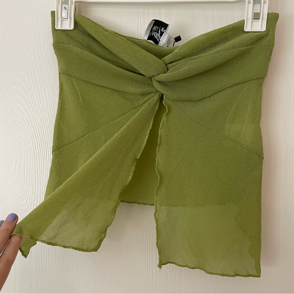 NWT Princess Polly Tinker Top Green Sheer Open Front Strapless Tube Top Size 4